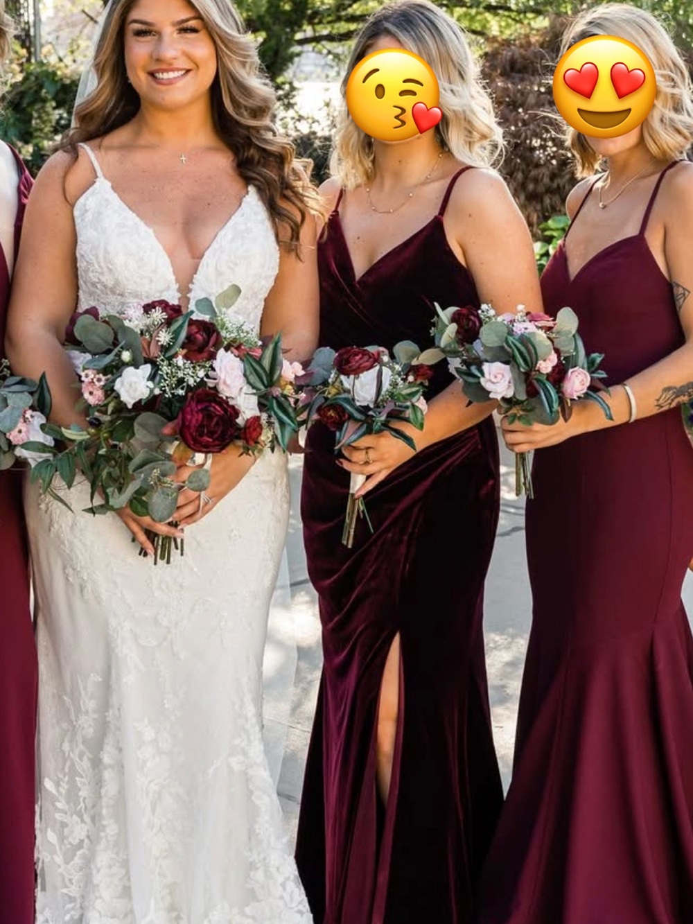 Revelry Burgundy Velvet V-Neck Bridesmaid Gown